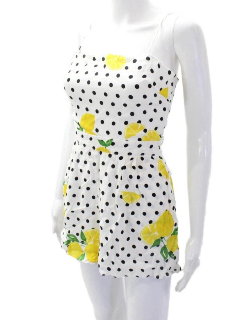 Lovers + Friends Size XXS James Romper In Lemon Polka Dot - Picture 2 of 7